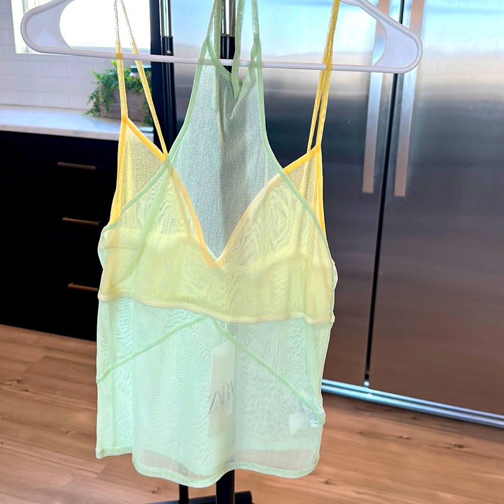 Zara semi sheer tank top sz M NWT
